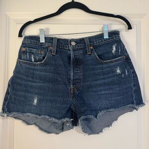 Levi's Blue Distressed Jean Shorts